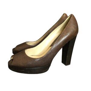 Michael Kors Womens Brown Leather Peep Toe Platform Pumps Size 9.5 M Shoes